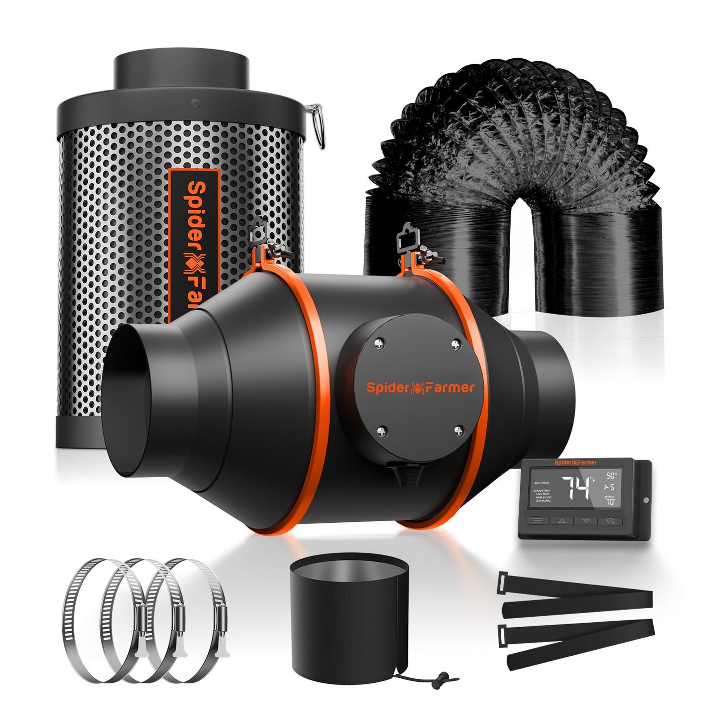 Spider Farmer SF-4CP Abluftset – 100 mm, 205 CFM, smart & leise